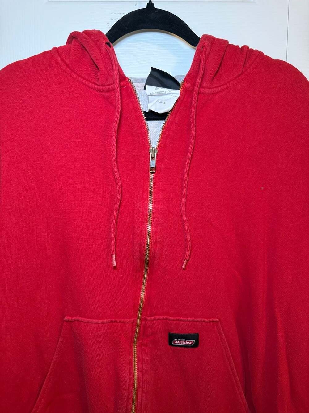 Genuine Dickies Red Thermal Lined Full Zip Up Hoodie Sweatshirt 2XL